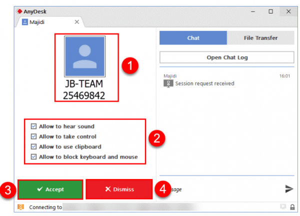 نحوه پذیرش اتصال به سیستم به استفاده از نرم افزار AnyDesk