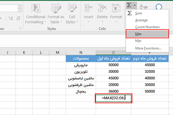 یافتن بزرگ ترین عدد در اکسل